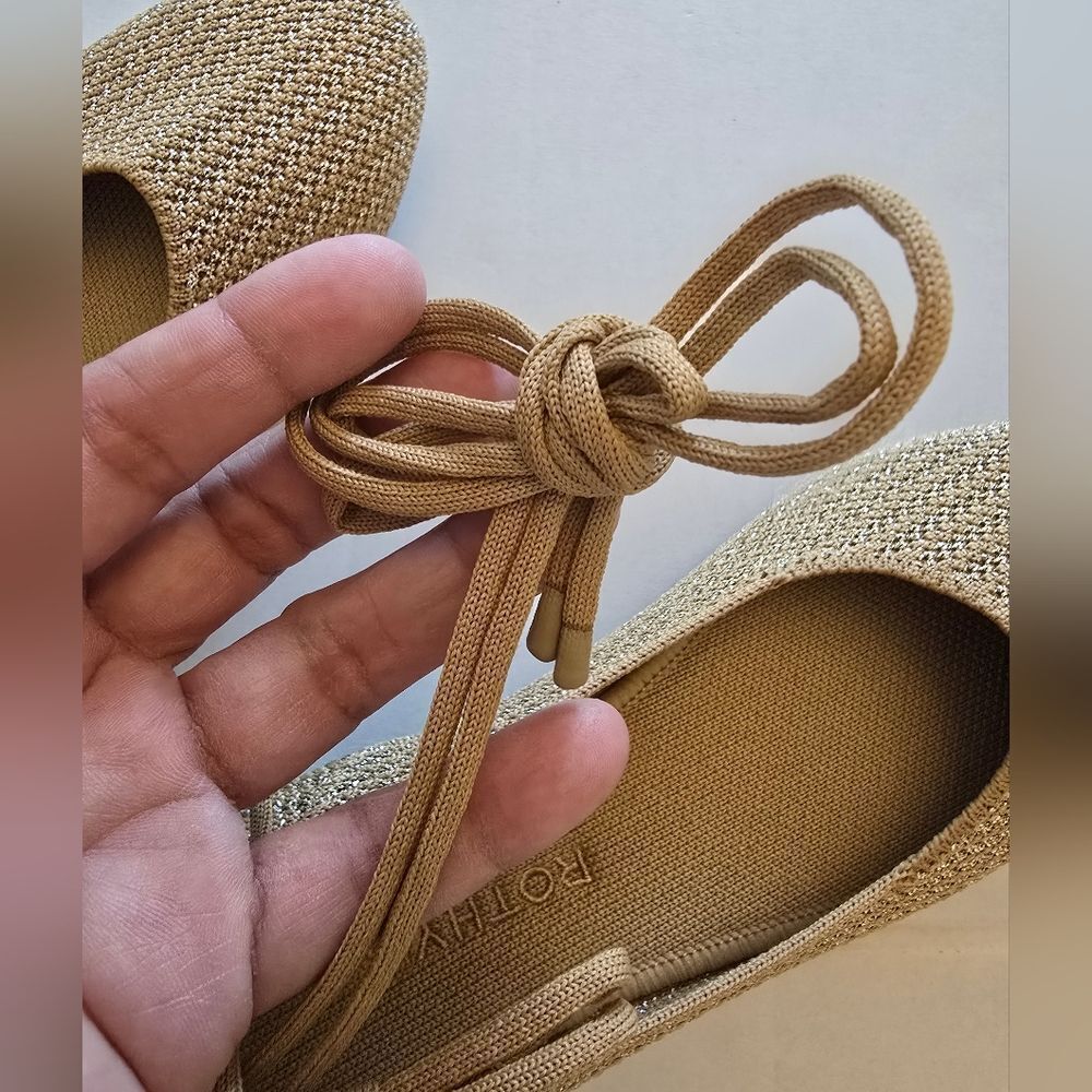 Rothy's The Square Wrap Ballerina Flats Shimmering Gold Size 9.5 - Picture 10 of 16